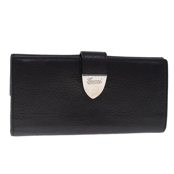 GUCCI Long Wallet Leather Black Silver 231837 Auth bs18713 - Picture 1 of 15